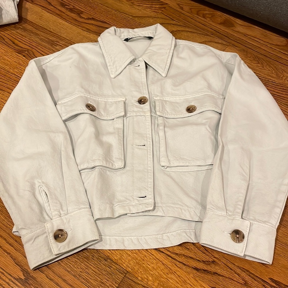 Zara denim jacket in light blue grey